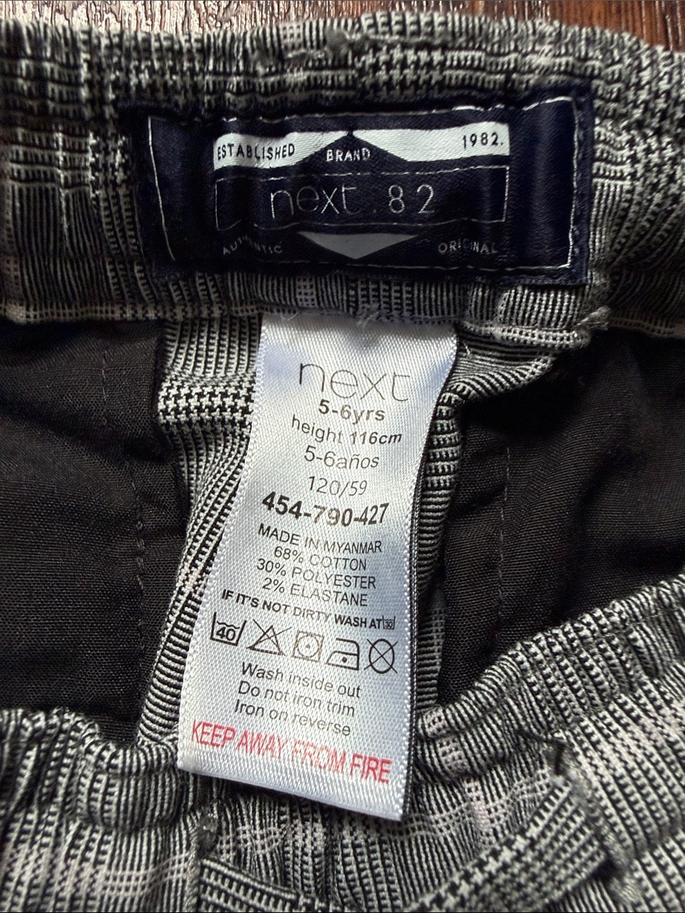 next Grey Plaid Pull-On Kids Pants - Picture 2 of 5